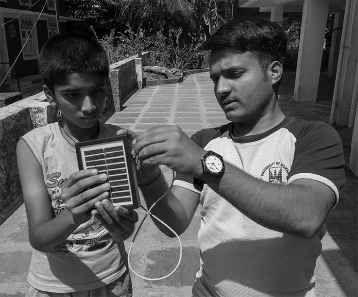 Harish shows off solar cells