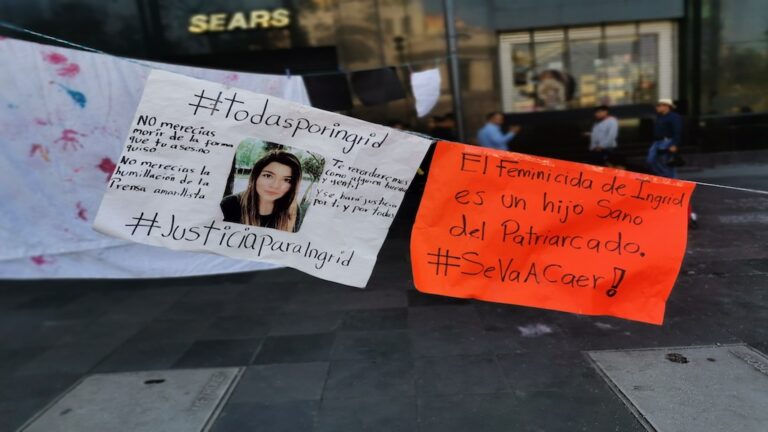 Demonstration mot mordet på Ingrid Escamilla i Mexiko